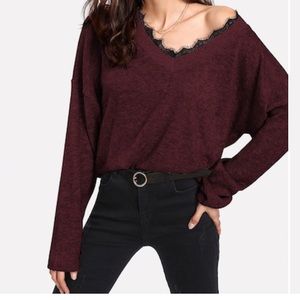 lace marled knit sweater